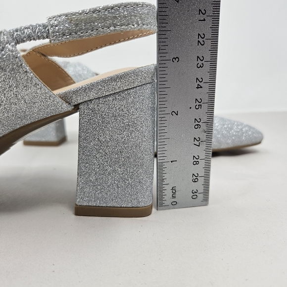 Dream Pairs High Heels Womens Sz 6.5 Silver Glitter Sling Back Mary Jane Strap - Picture 6 of 10